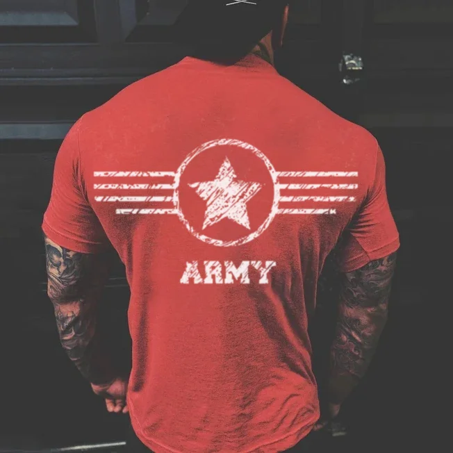 ARMY Mens Fashion Sleeve Print Short Pullover