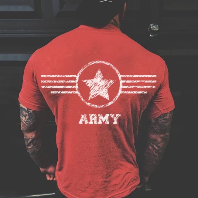 ARMY Mens Fashion Sleeve Print Short Pullover