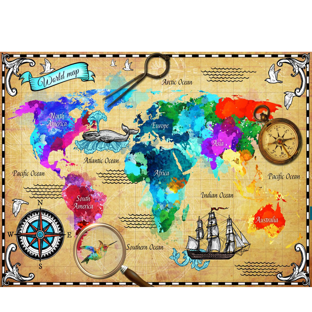 

World Map - Round Drill Diamond Painting - 50*40CM, Round diamond 40*50cm, 501 Original