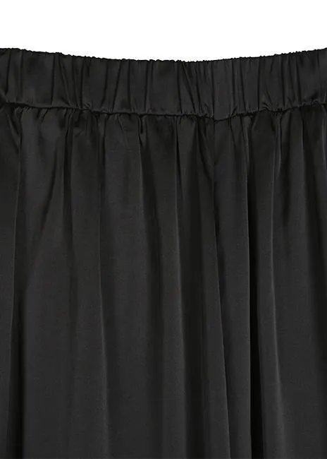 black elegant blended women trousers plus size elastic waist straight pants