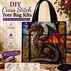 Colorful Dragon - 11CT DIY Stamped Cross Stitch Shopping Bag 40*40cm/15.75*15.75in tapestrymarket