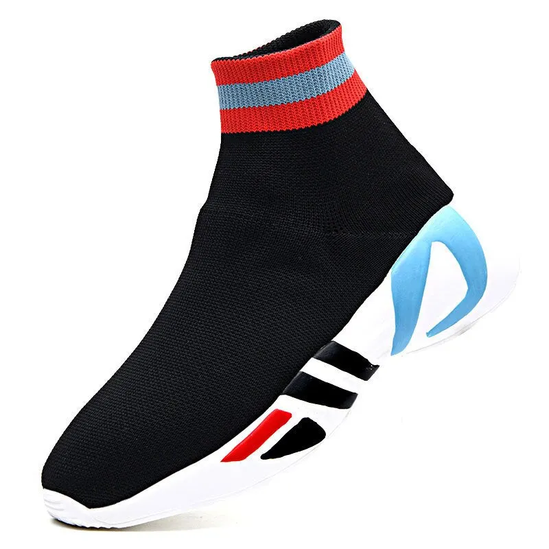 MWY High Top Casual Sock Shoes Woman Flying Woven Vulcanized Sneakers Schoenen Vrouw Soft Outdoor Walking Trainers Shoes