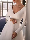 Plian V-Neck Long Sleeve Split-Joint Mesh A-Line Evening Midi Dress