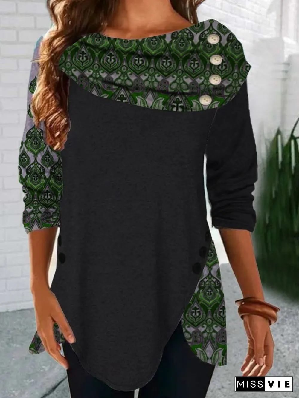 Loosen Boho Cotton Blends T-shirt