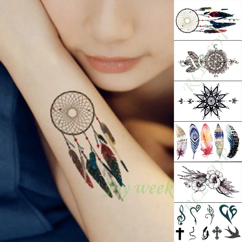 Waterproof Temporary Tattoo Sticker Love Heart Heartbeat Fake Tatto sexy clavicle Hand Arm Flash Tatoo for Kid Girl Men Women
