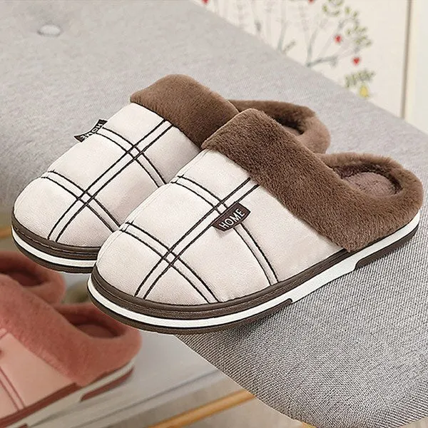 Men's Slippers Home Antiskid Sewing Suede Winter Indoor slippers Male slipper Plush Cozy House slippers with fur Big size 15 16