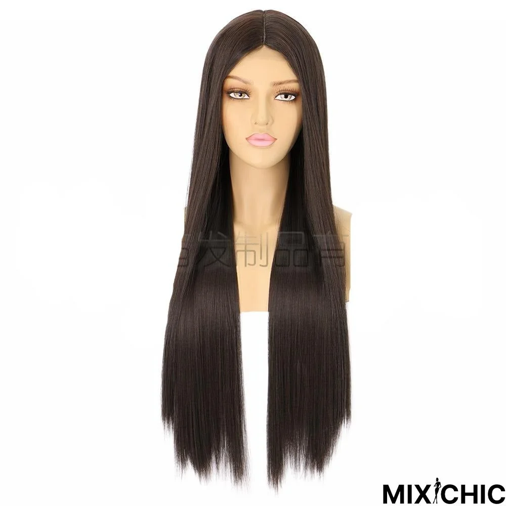 Wig Female Wigs Split Long Straight Chemical Fiber Wig Headgear