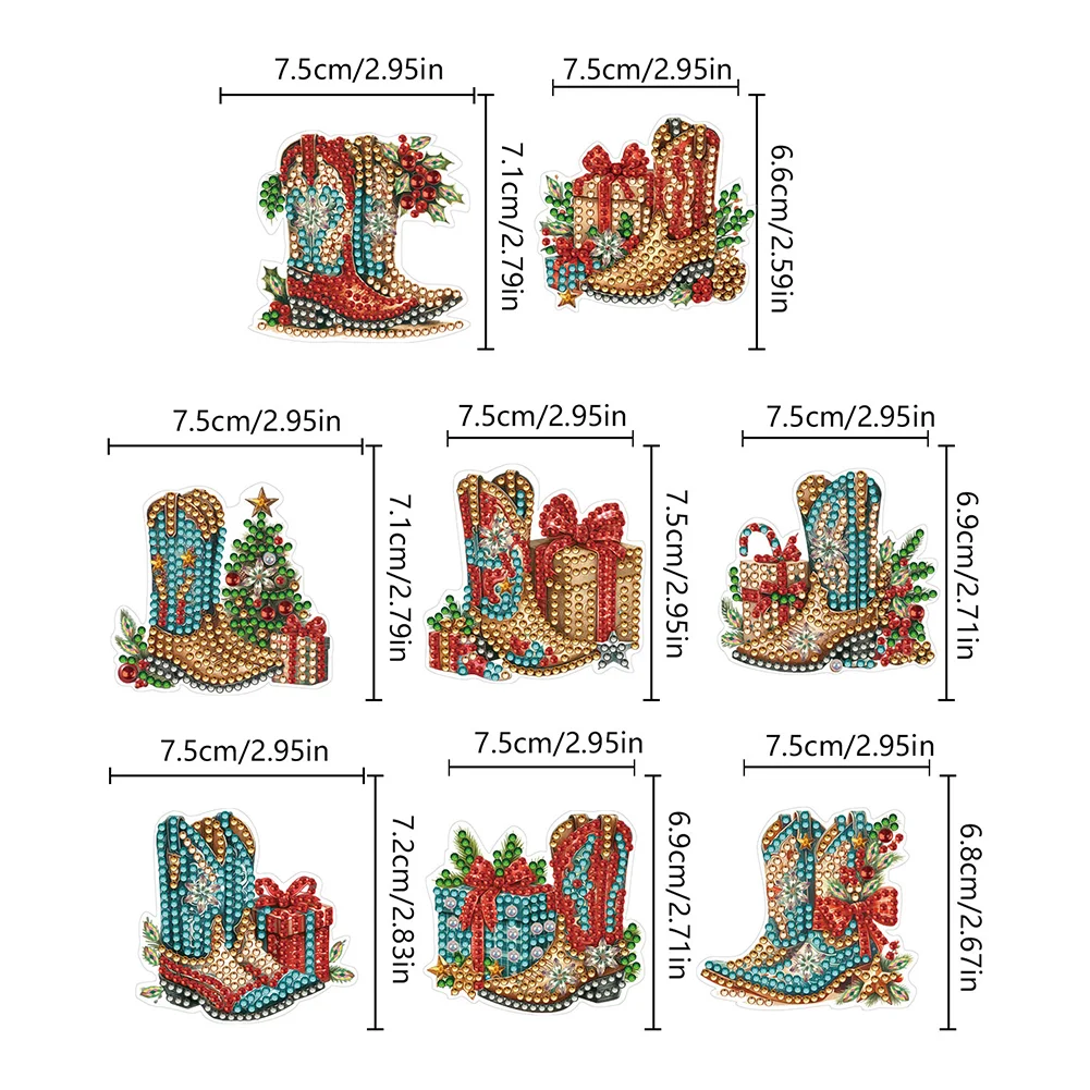 8Pcs Christmas Chelsea Boots Diamond Art Hanging Hooks Diamond Painting Hooks