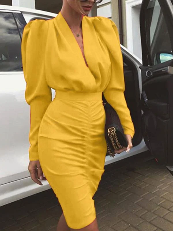 Solid Mini Elegant Dress