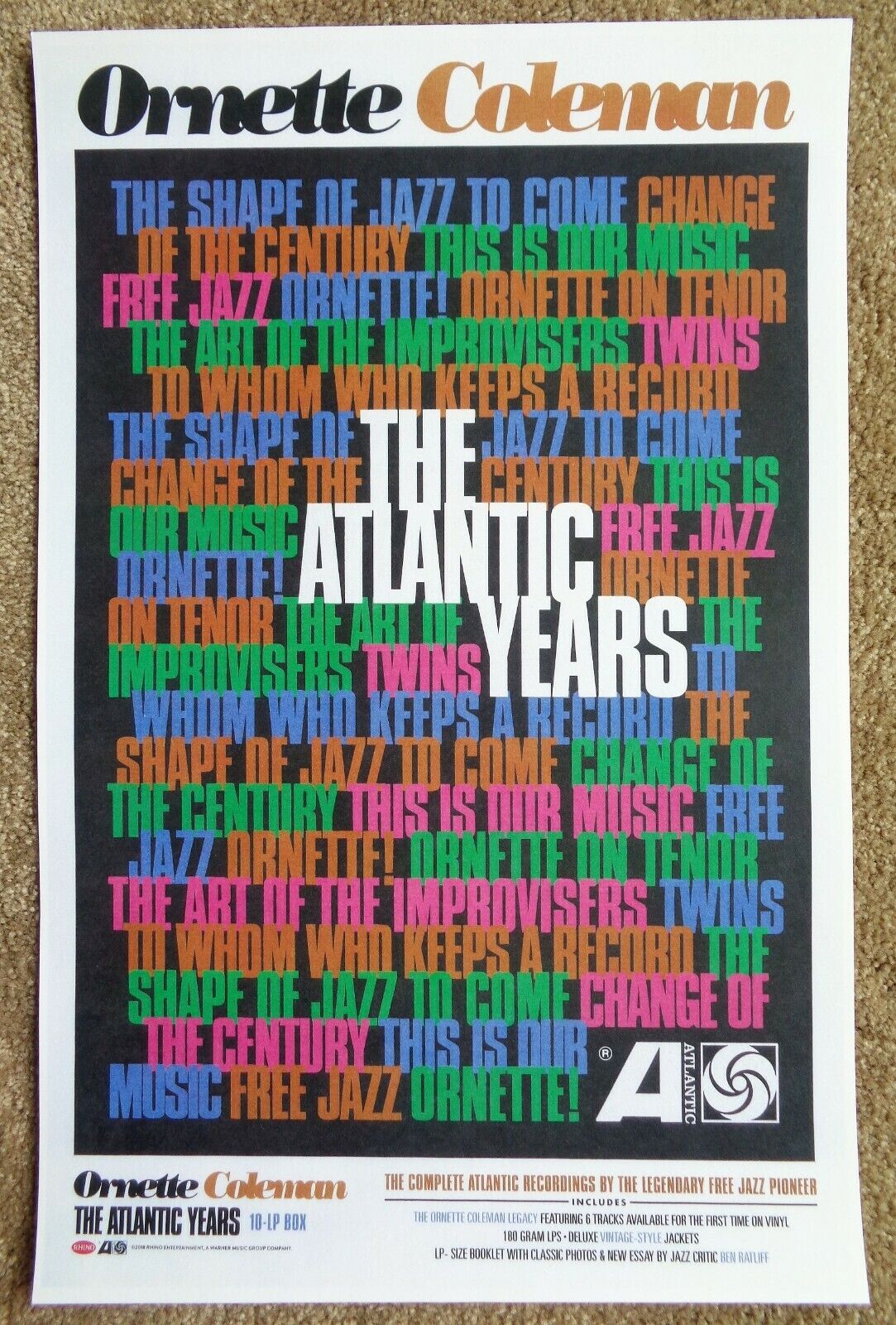 ORNETTE COLEMAN Album POSTER The Atlantic Years 11x17