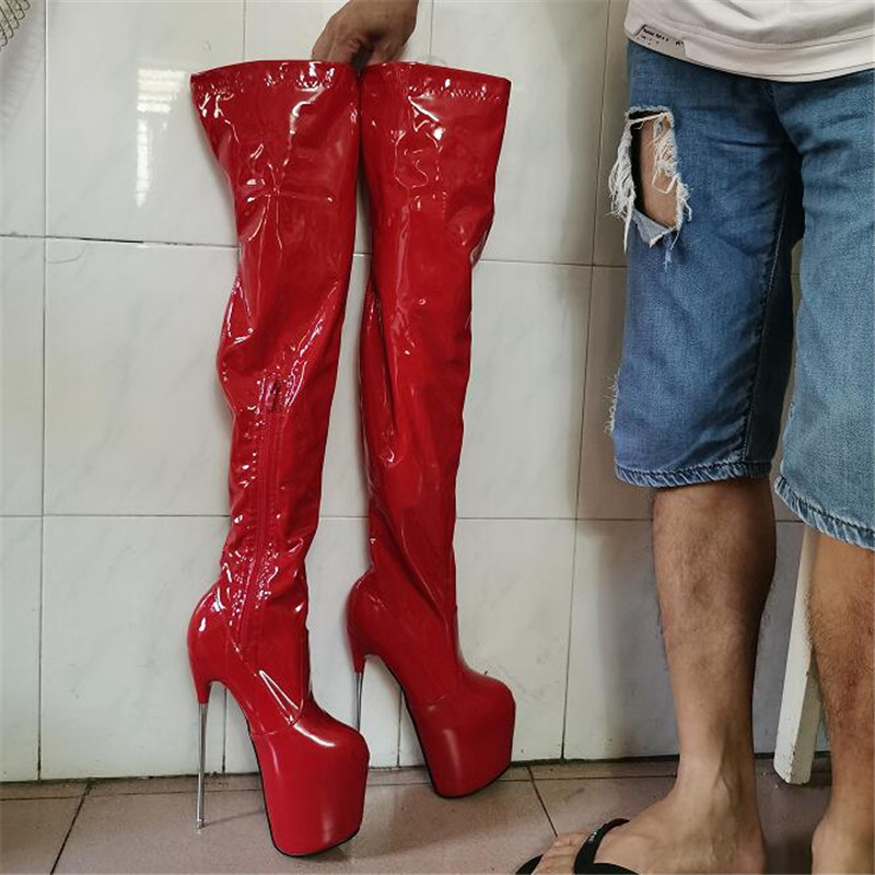 GOOSHOE Motorcycle Botas Mujer Over The Knee Long Boots 22cm Thin High-Heeled Fetish Zipper Stilettos Female SM Pumps