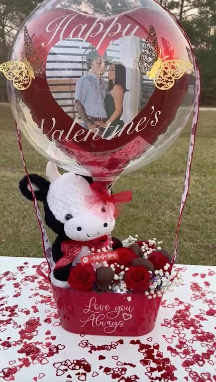 Personalised Flower Balloon Box Valentines gift