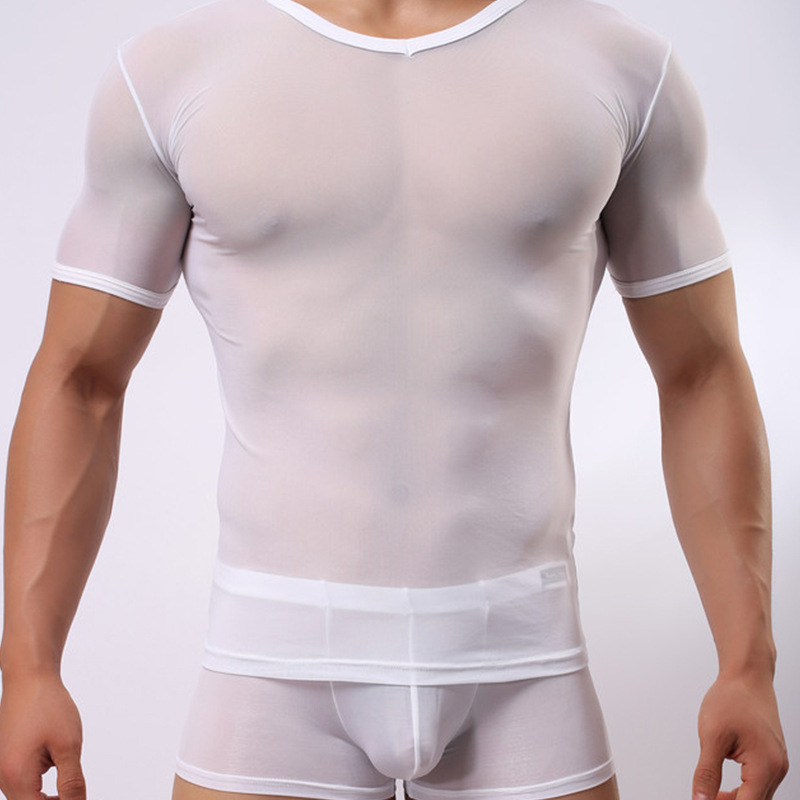 Men's Tight Sexy Mesh Short-Sleeved T-shirt