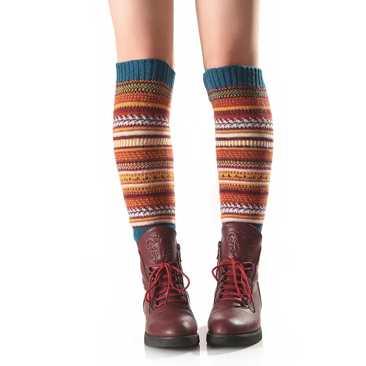 Comstylish Soft Warm Vintage Rainbow Contrasting Socks