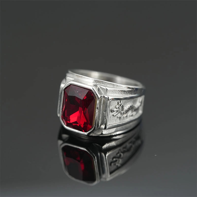 Minimalist Shiny Dragon Titanium Steel Inlay Gem Unisex Rings