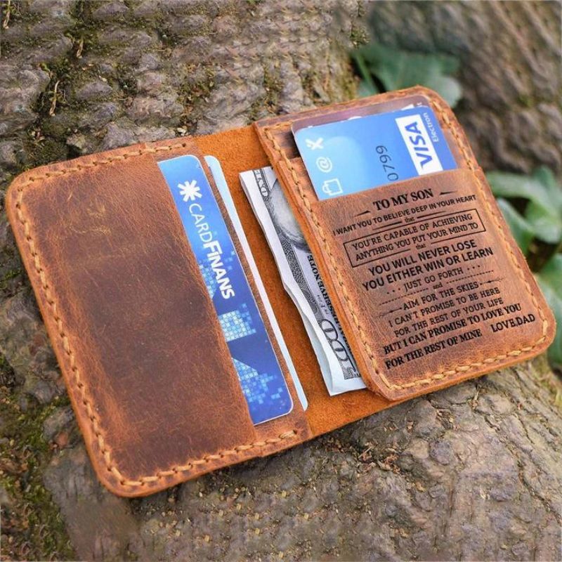 Unique Gift You Will Never Lose - Leather Bifold Wallet