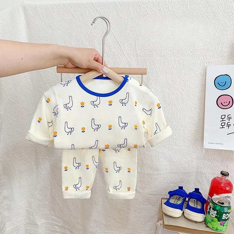 2pcs Baby Toddler Boy/Girl Duck Print T-shirt & Pants Set