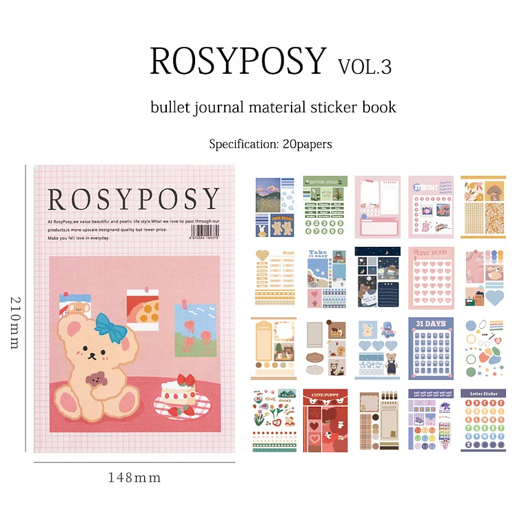JOURNALSAY ROSY POSY Vol1.2.3 Life History Series Simple Creative Planner Sticker Book