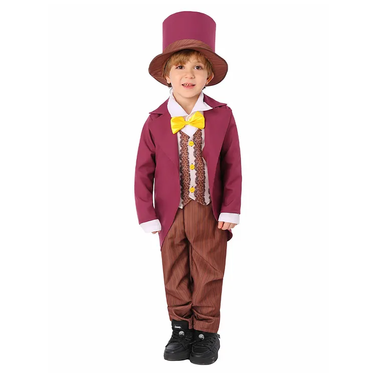 Kids Children Wonka 2023&nbsp;Willy Wonka Rose Red Set&nbsp;Outfits&nbsp;Cosplay Costume