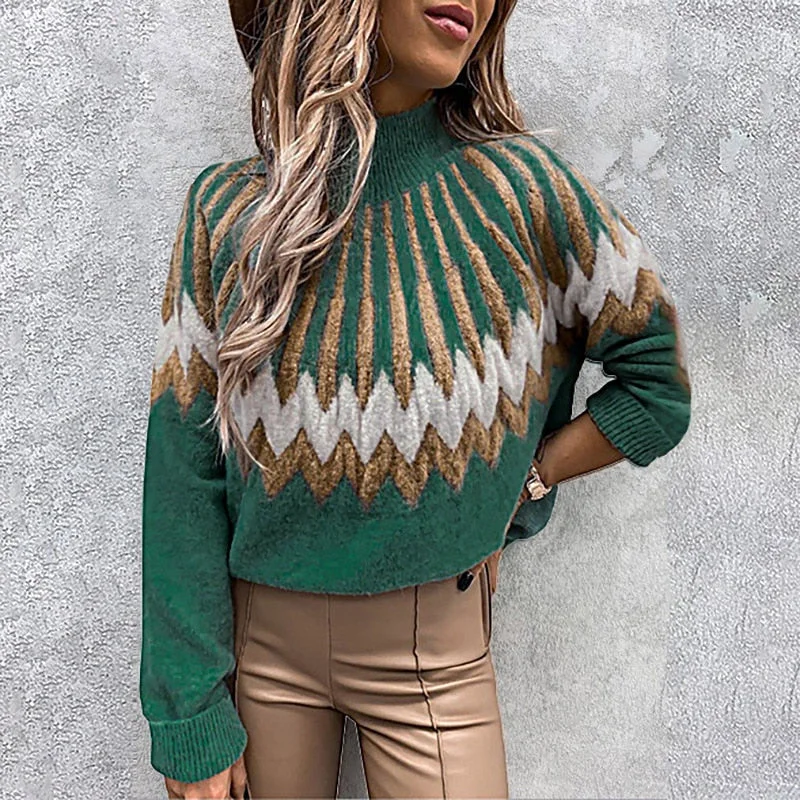 Billlnai 2023 Graduation party  Women's Turtleneck Pullover Sweater Polyester Long Sleeve Print Basic Warm Knit Jumper Tops Winter Casual Fashion Clothing