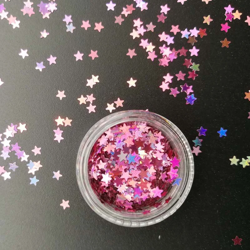 3mm Sequins DIY Flat Five-pointed Star Moon Sequin Paillettes Sewing Craft DIY Laser Silver Nail Sequin Accessories Decorations