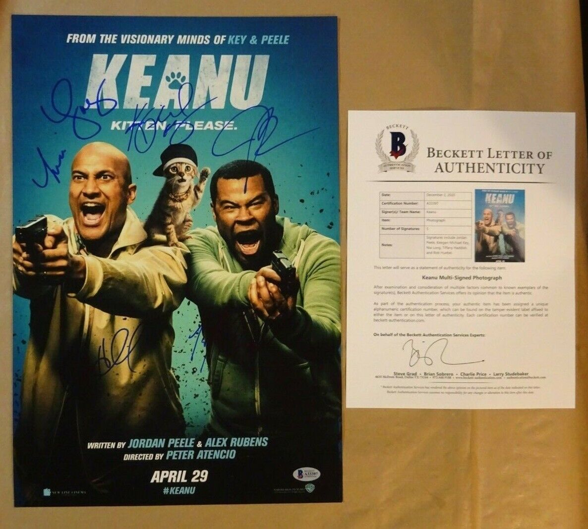 Signed KEANU Autographed By 5 12x18