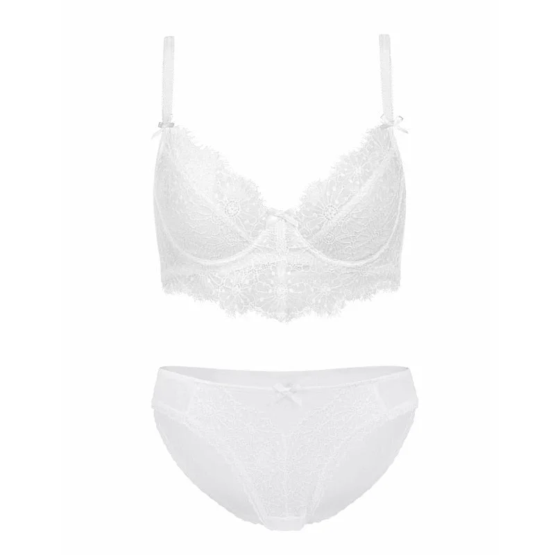 CINOON New Top Sexy Underwear Set Push-up Bra And Panty Sets 3/4 Cup Brassiere Gather Sexy Bra Embroidery Lace Lingerie Set