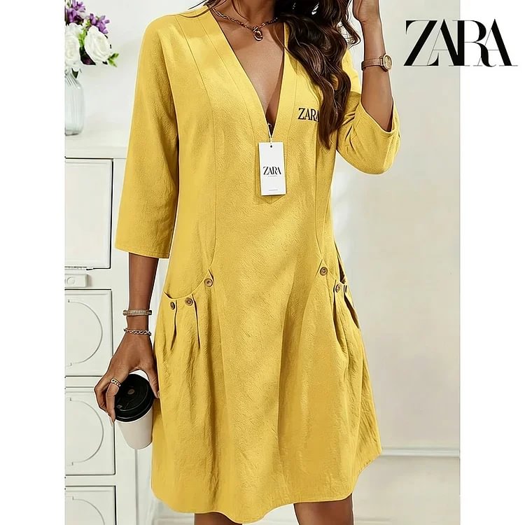 Nova dolga obleka ZARA 2026 z V-izrezom