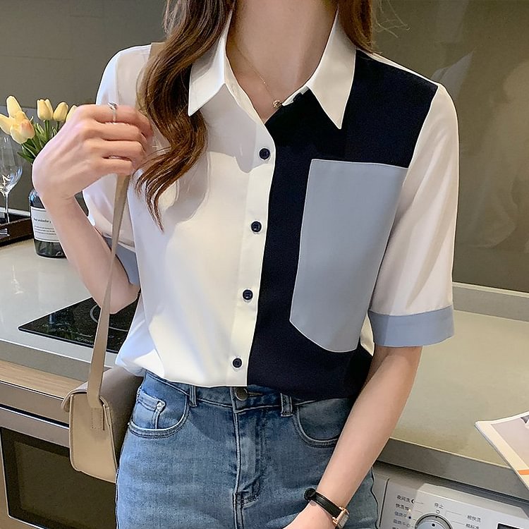 As Picture Paneled Casual Shirts & Tops QueenFunky