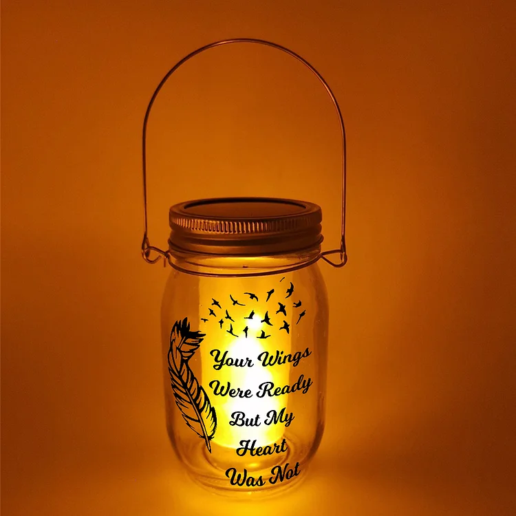 Memorial Jar Flame Night Light Your Wings Were Ready Led Lamp