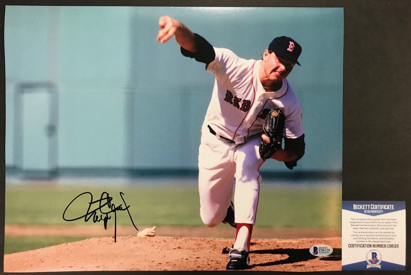 ROCKET!!! Young Roger Clemens Signed BOSTON RED SOX 11x14 Photo Poster painting #2 Beckett BAS