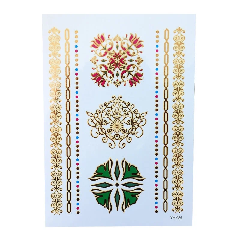 Metallic Gold Tattoo Silver Waterproof Temporary tattoos Stickers on the body women Flash Tattoo Stickers men