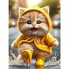 Diamond Painting -DIY Full Round Drill Yellow Raincoat Cat