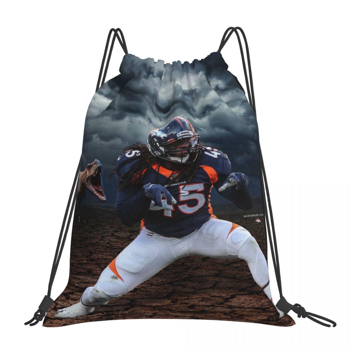 Denver Broncos Alexander Johnson Drawstring Bags for School Gym