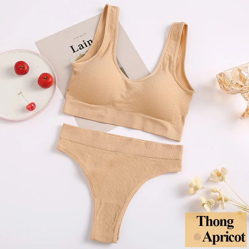 Women Bra Set Female Tube Tops Tank + Panties Vest U-Shaped Back Underwear Seamless Lingerie Female Bralette Backless Crop Tops