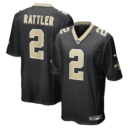 Youth New Orleans Saints #2 Spencer Rattler  Black Game Jersey