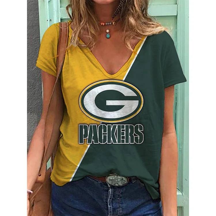 Green Bay Packers Lightweight Short Sleeve V-Neck T-Shirt