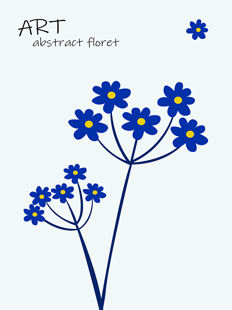 Abstract Modern Line Figure Flowers Klein Blue Poster Canvas Painting Wall Art Print Picture Living Room Home Decor