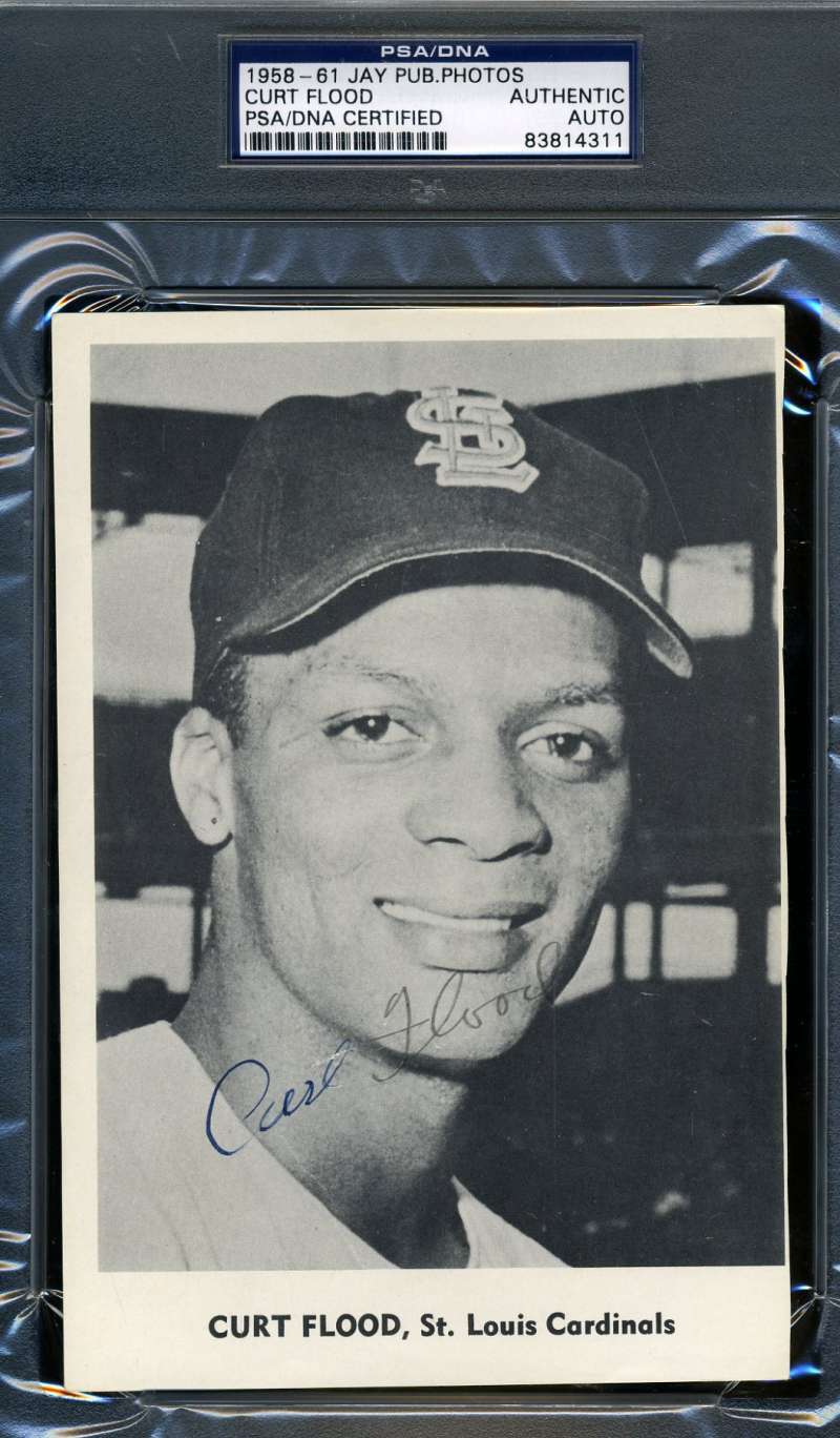 Curt Flood Signed Psa/dna Team Issue 5x7 Photo Poster painting Authentic Autograph