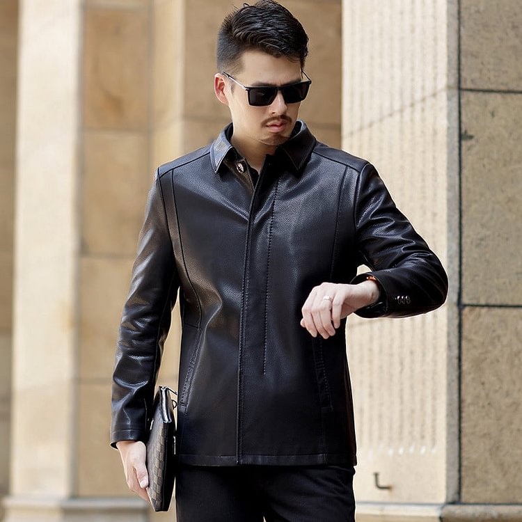 Men's Autumn and Winter Lapel Leather Fashion Motorcycle Jacket Men Pu Jacket