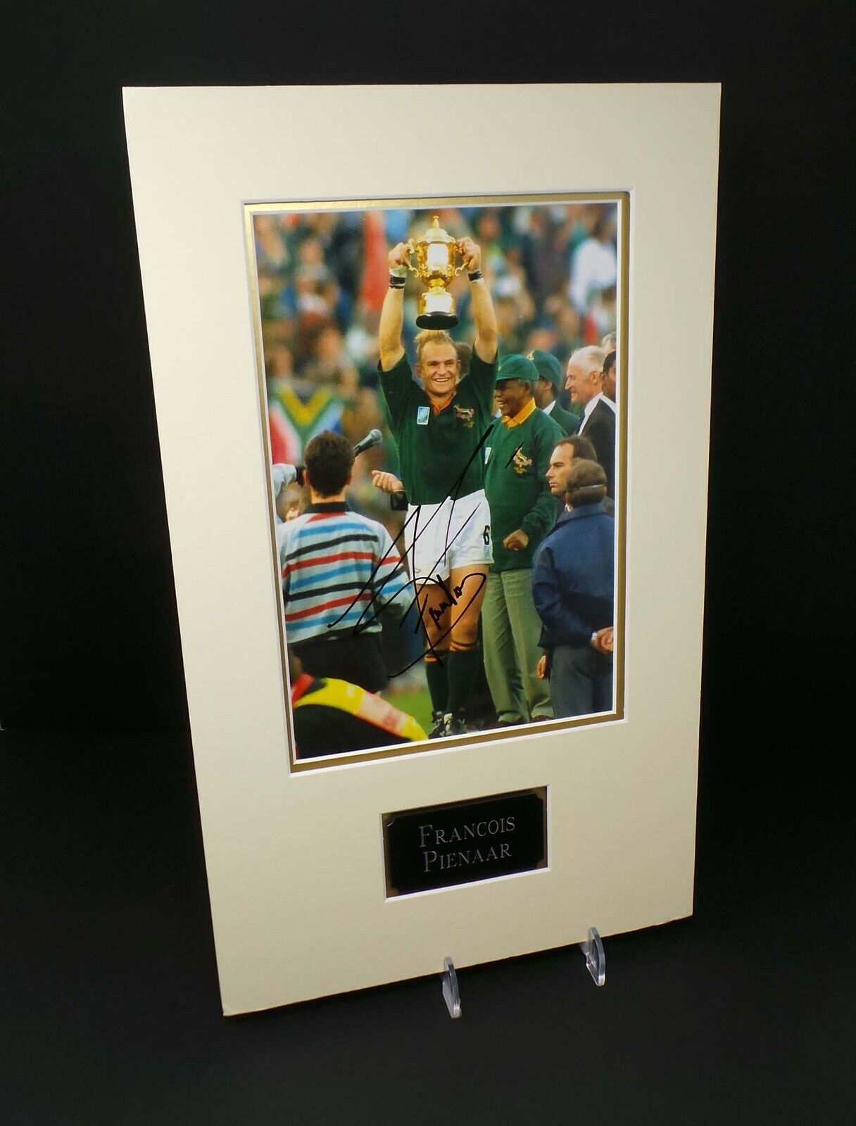 Francois PIENAAR Signed Mounted South African Rugby Legend 12x8 Photo Poster painting AFTAL COA