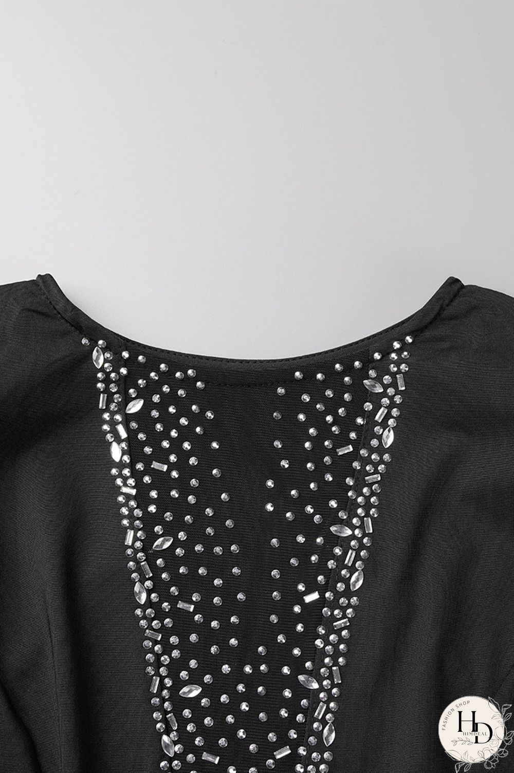 Black Sexy Hot Drilling Patchwork Hot Drill O Neck Sheath Dresses