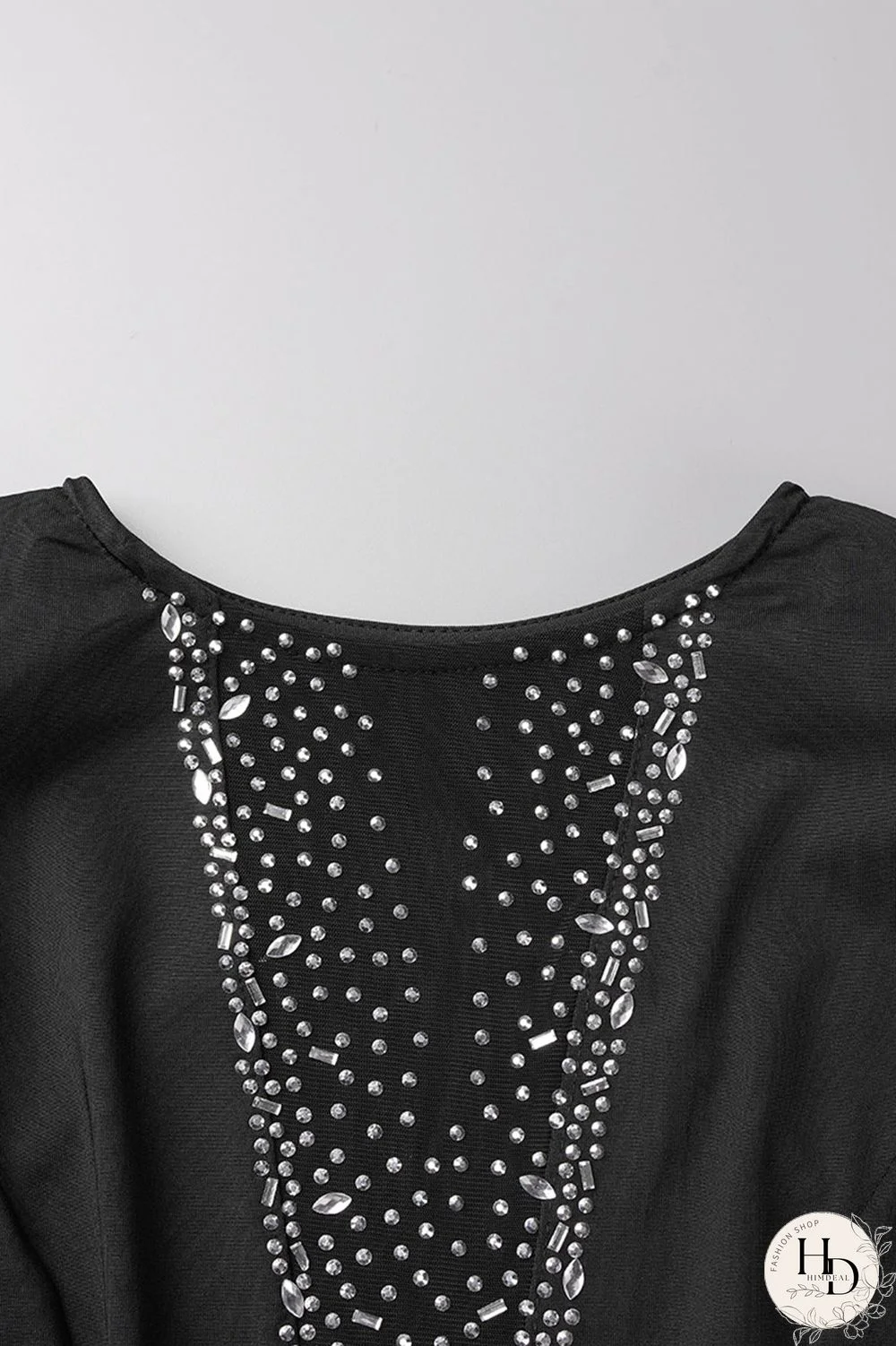 Black Sexy Hot Drilling Patchwork Hot Drill O Neck Sheath Dresses