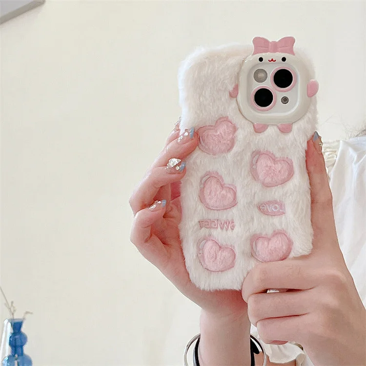 Monster Plush Embroidered Heart Phone Case