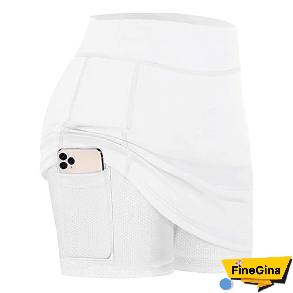 Women Running 2 In 1 Active Skorts Tennis Skirt Workout Clothing High Waist Sport Shorts Fitness Yoga