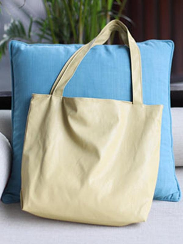 Soft Solid Handiness PU Tote Shoulder Bag