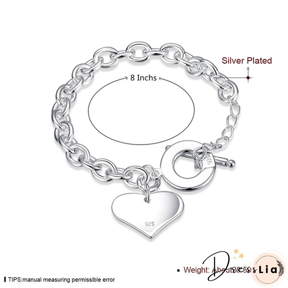 Fashion Jewelry Double Heart 925 Sterling Silver Chain Bracelets for Women