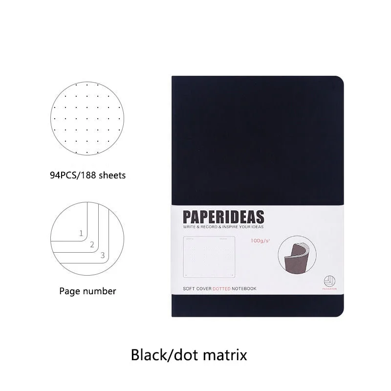 A5 Hardcover Dotted Notebook Bandage Journal Dotted Personal Diary Notebook School Office Stationery Black Bullet Dotted Paper