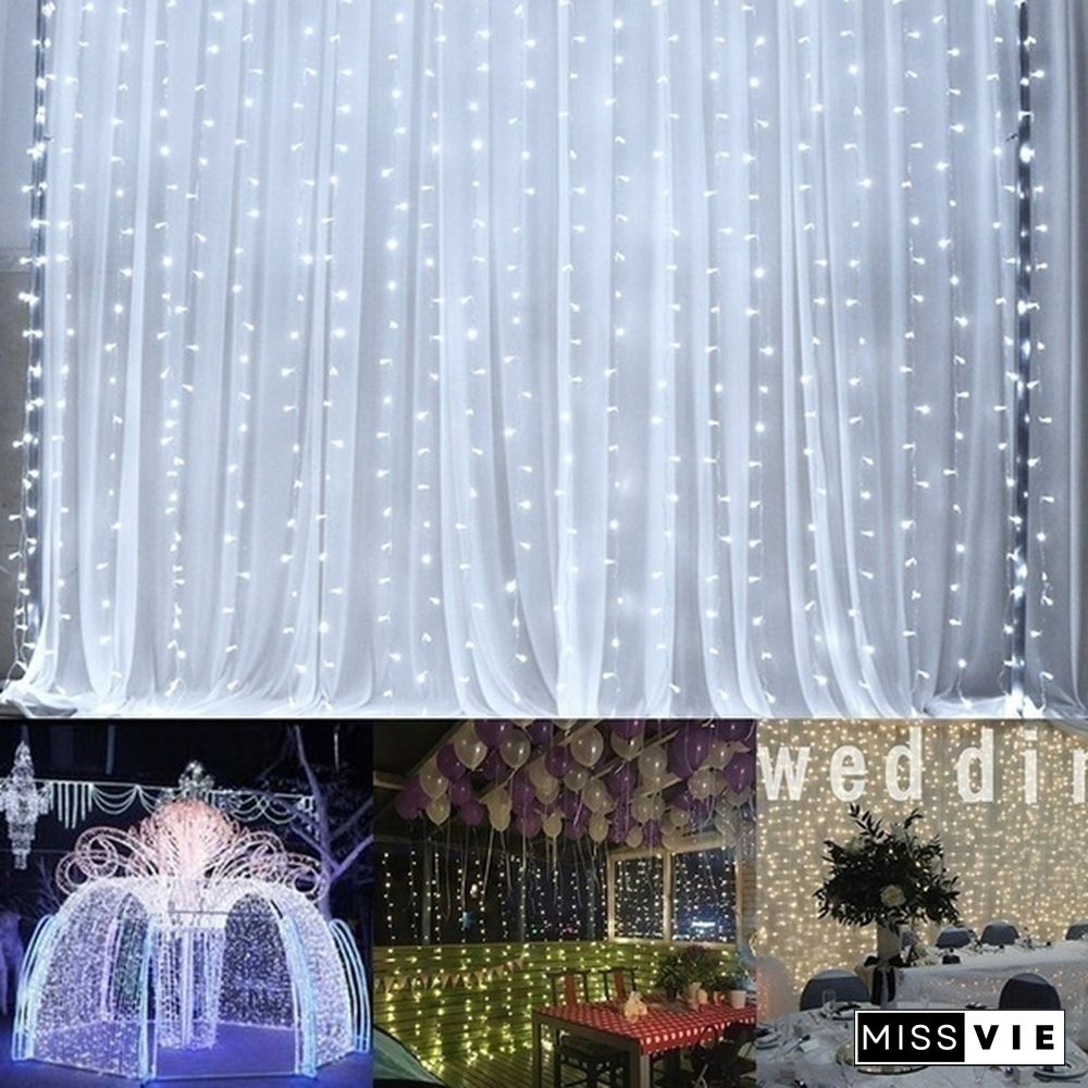 9 Colors 3Mx3M 300-LED Light Romantic Christmas Wedding Outdoor Decoration Curtain String Light
