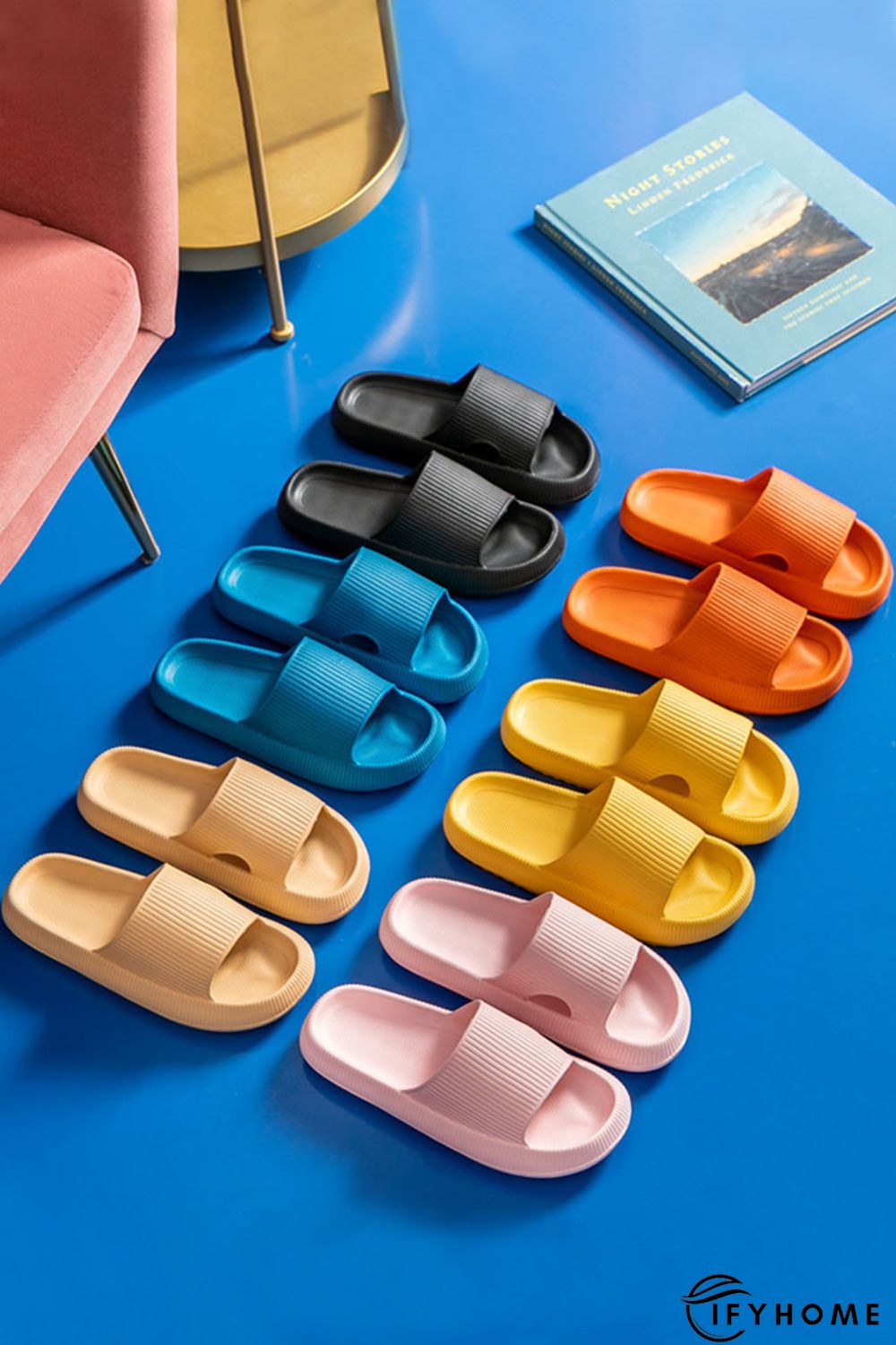 Green Hollow-out Thick Soled Slip On Slippers | IFYHOME